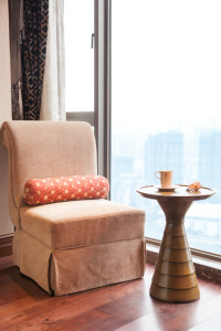 Sofa and tea table by the window